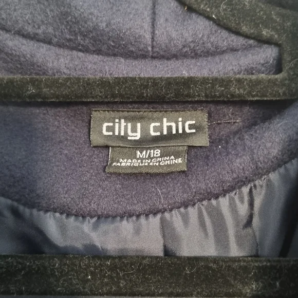 City Chic Navy Coat - Picture 2 of 4